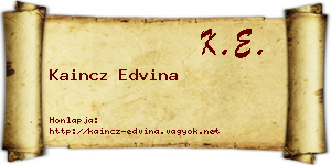 Kaincz Edvina névjegykártya